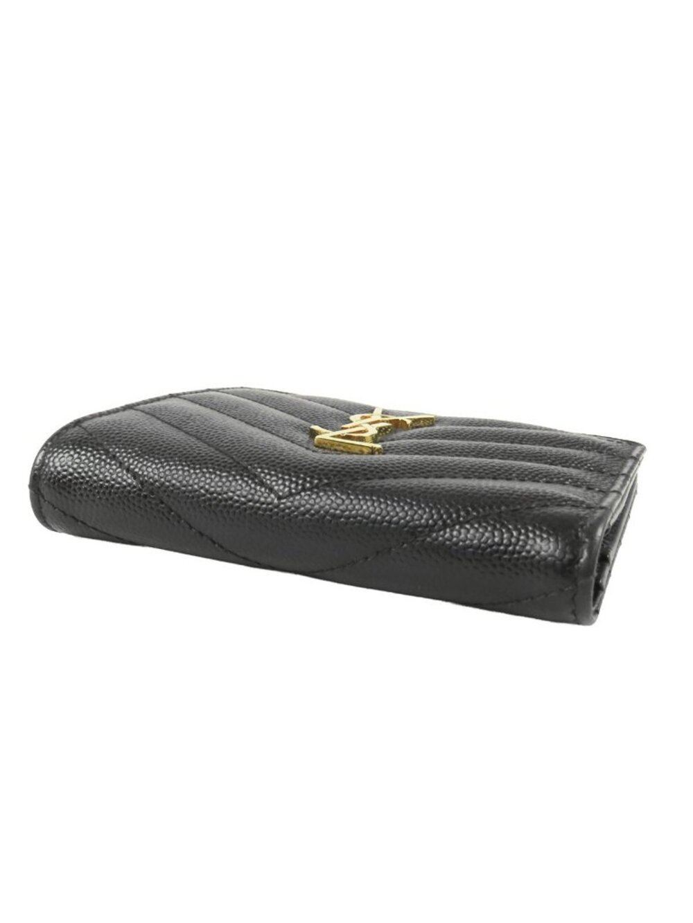 Saint Laurent Bifold Wallet Black Leather Cassandra Logo Compact - Picture 3 of 9